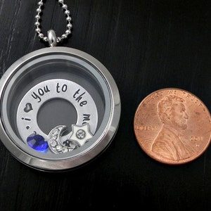 I Love You to the Moon & Back Floating Locket Glass Memory Locket image 2