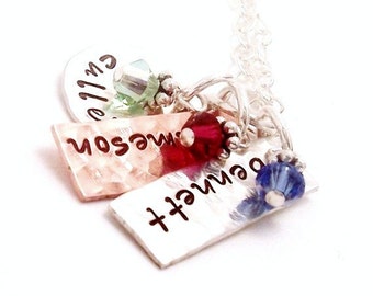 Hand Stamped personalized Necklace - Metal Mix Up