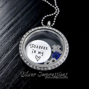Forever in my Heart Floating Locket -  Memorial Necklace  -  Memory Locket