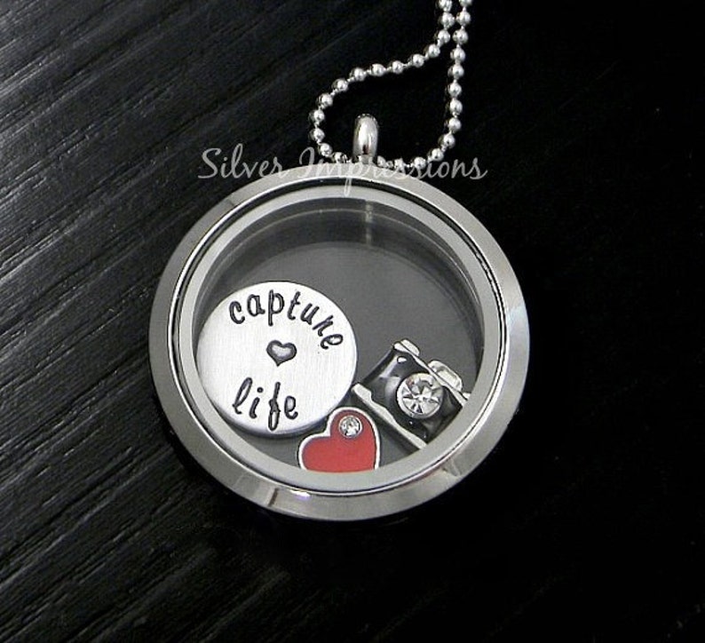 Floating Locket Personalized Locket Plate Capture Life Locket Plate
