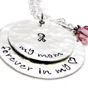 Breast Cancer Awareness Personalized hand stamped sterling silver necklace image 3