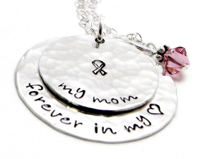 Breast Cancer Awareness Personalized hand stamped sterling silver necklace image 3