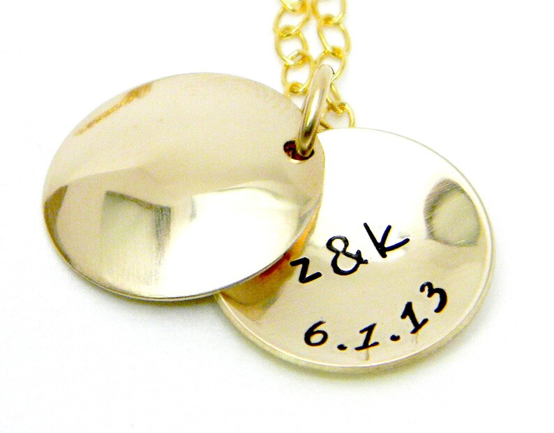 Gold Locket Personalized Hand Stamped Necklace Etsy