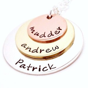 Personalized Layered Mixed Metal Necklace - Hand Stamped Jewelry