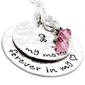 Breast Cancer Awareness Personalized hand stamped sterling silver necklace image 1