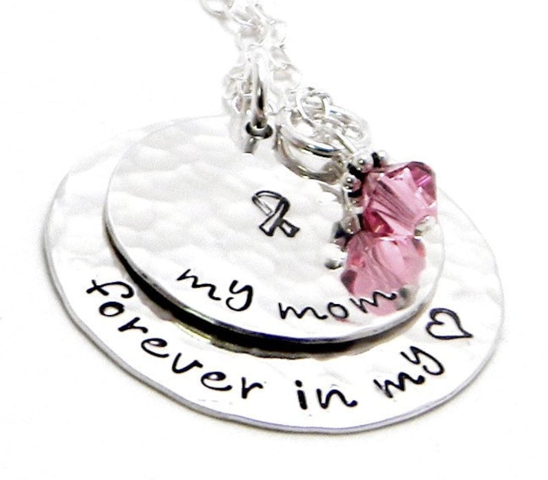 Breast Cancer Awareness Personalized hand stamped sterling silver necklace image 1