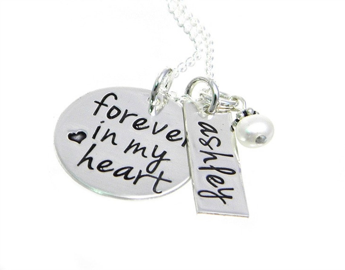 Forever in My Heart Memorial Necklace Hand Stamped Jewelry Etsy