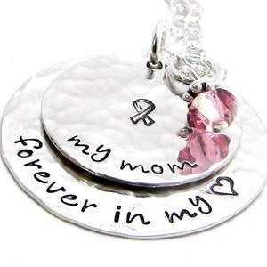 Breast Cancer Awareness Personalized hand stamped sterling silver necklace image 2