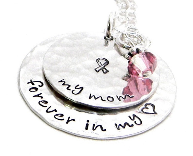 Breast Cancer Awareness Personalized hand stamped sterling silver necklace image 2