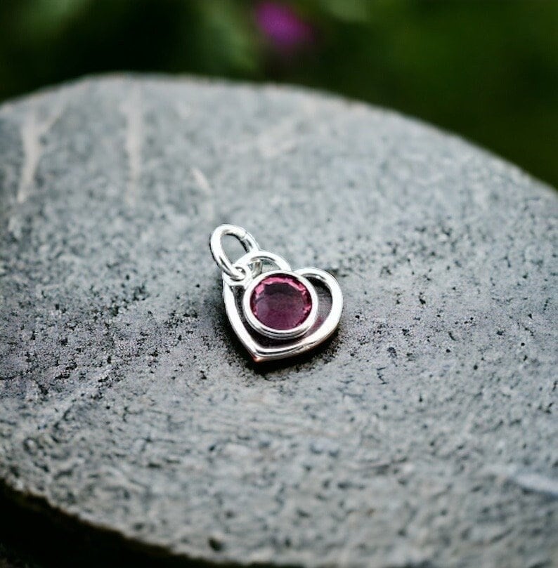 Add a Heart and Swarovski Birthstone Crystal or Pearl -  Add On  -  Bangle Bracelet Charm