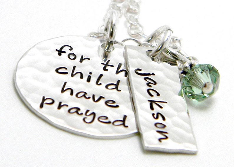 For this Child I have Prayed Personalized sterling silver hand stamped necklace image 1