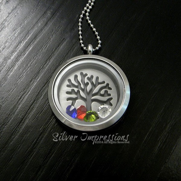 Family Tree of Life Floating Locket -  Mom Grandma Floating Locket  -  Memory Locket