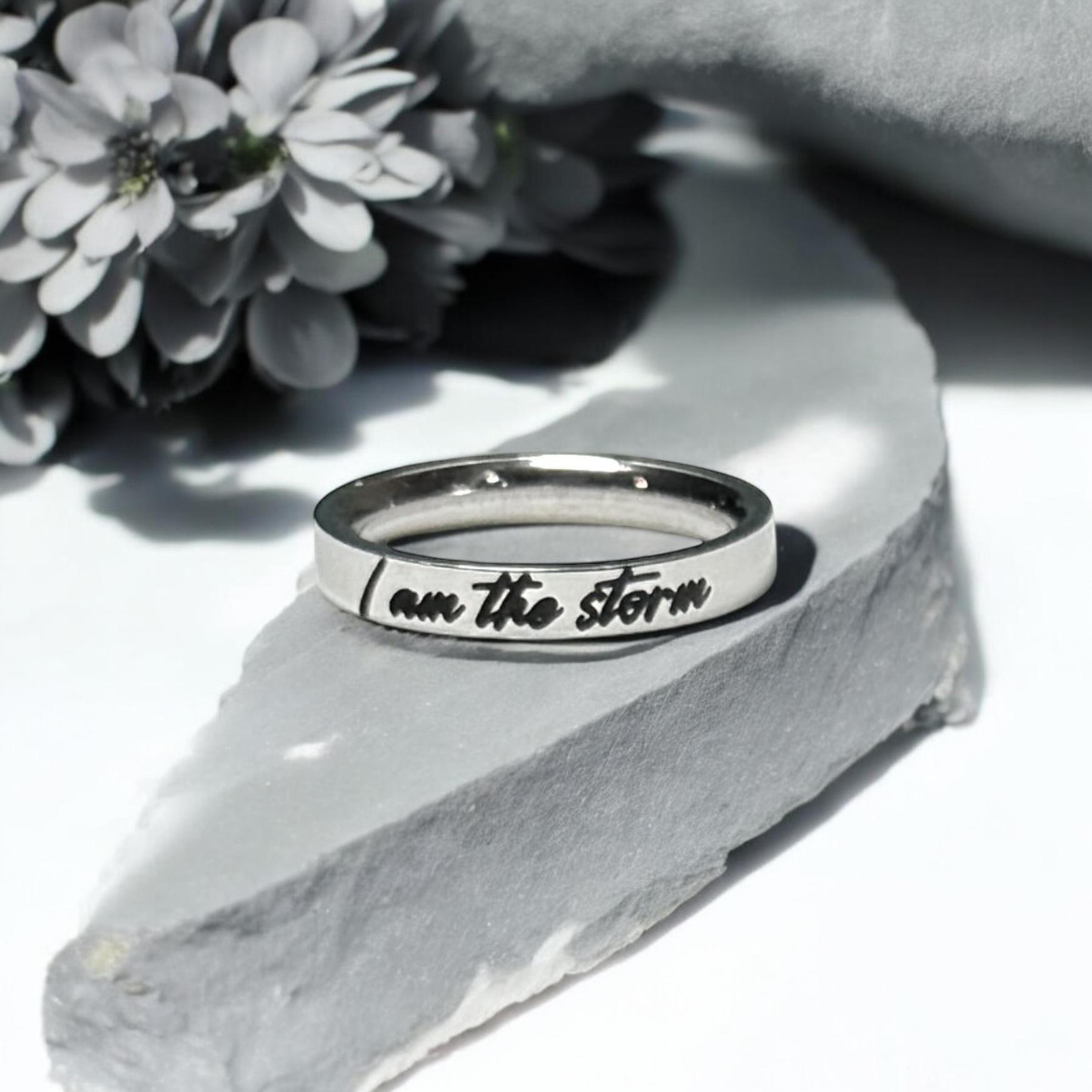 Ring Motivation I Am the Storm Ring, Warrior, Strength, Motivational Silver Jewelry ...