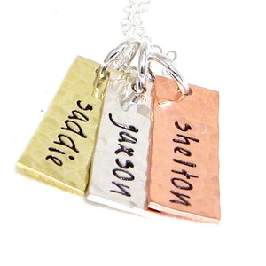 Personalized Mommy Necklace - Hand Stamped Mixed Metals