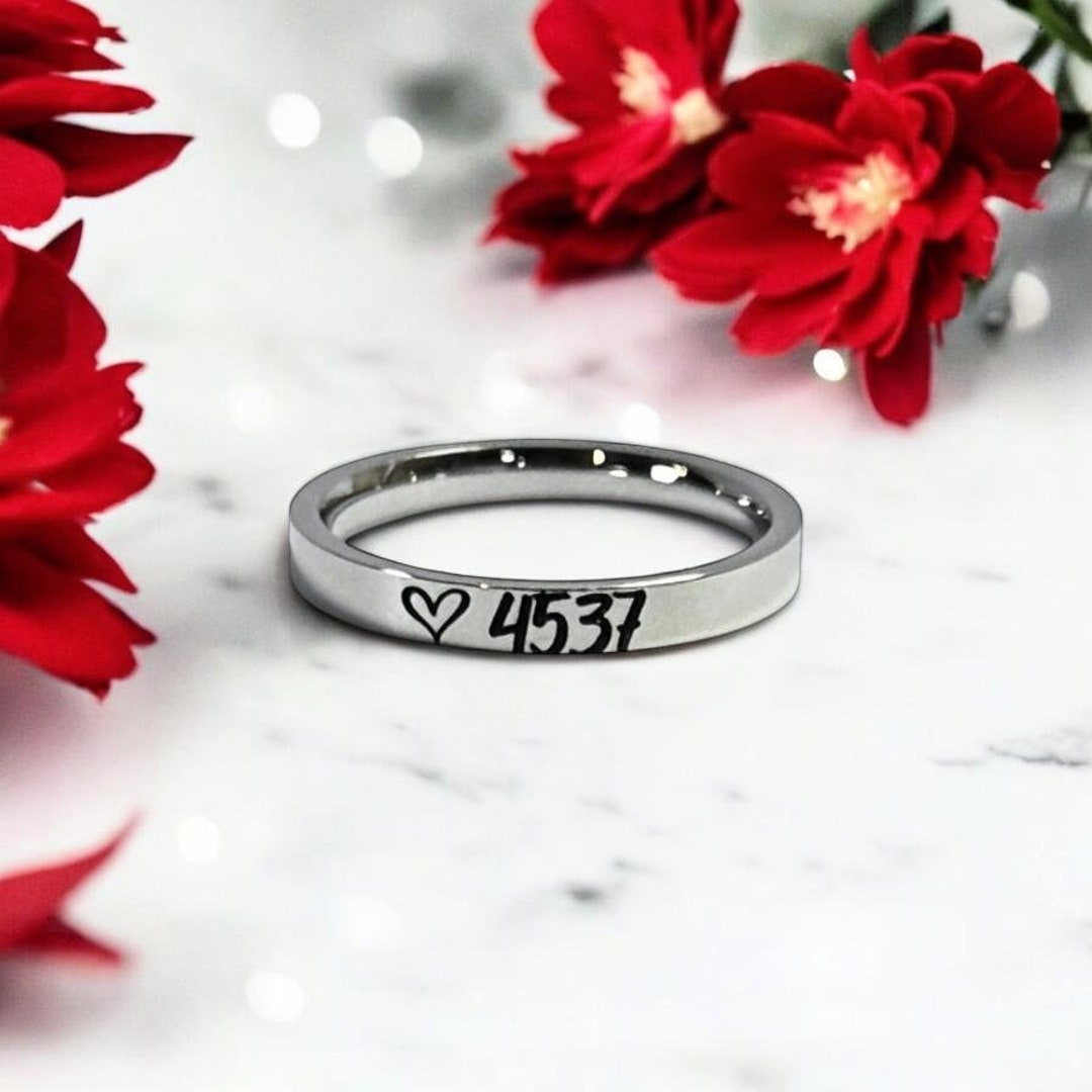 Firefighter Ring, Personalized, Badge Number, Fireman Wife, Red Line ...