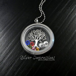 Floating Family Tree Floating Locket - Personalized Memory Locket - Mom Locket