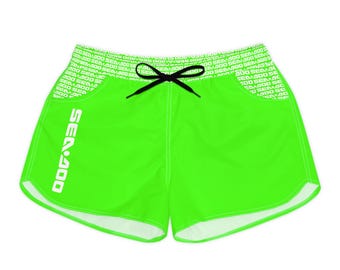 SeaDoo Performance Swim Shorts Women's Beach Riding Shorts Neon Lime Vert