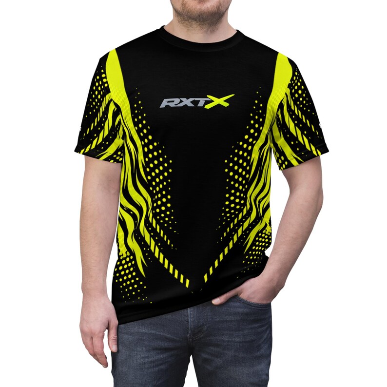 Camiseta SeaDoo RXTX X-Team Cyber Racing Dri Fit con estampado integral verde manta y negro imagen 10