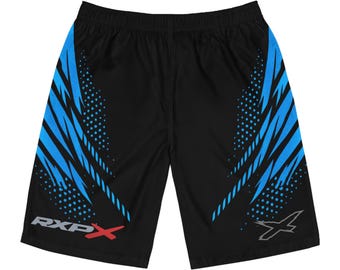 SeaDoo RXPX X-Team Men's Black & Gulfstream Blue Racing Board Shorts Athletic Swim Trunks