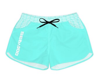 SeaDoo Performance Swim Shorts Women's Beach Riding Shorts Pastel Cyan Vert