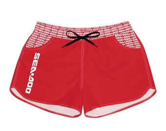 SeaDoo Performance Swim Shorts Women's Beach Riding Shorts Red Vert