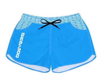 SeaDoo Performance Swim Shorts Women's Beach Riding Shorts Gulfstream Blue Vert