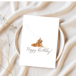 d'anniversaire dessinée à la main de Golden Retriever | carte d'anniversaire | golden retriever | carte d'anniversaire de chien | cadeau pour lui | jolie carte d'anniversaire | chien