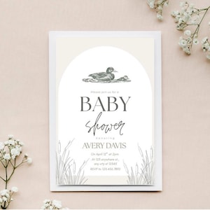 Mallard Baby Shower Invitation Editable, Duckling Baby Shower Invite, Mallard Duck Baby Shower, Duck Baby Shower Invite, Baby Boy Shower
