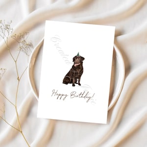 d'anniversaire dessinée à la main de laboratoire de chocolat | labo chocolat | carte d'anniversaire | labrador chocolat | carte d'anniversaire du labrador | chien labrador |