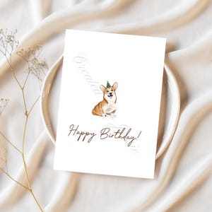 d'anniversaire Corgi dessinée à la main | carte corgi | cadeaux pour lui | carte d'anniversaire | cartes d'anniversaire pour chien | corgi | art de chien