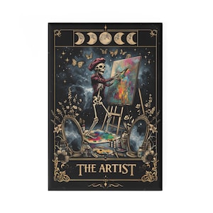Artist Skeleton Tarot Magnet, Fridge Decoration, Halloween Party Decor, Gothic Kitchen, Creepy Halloween Gift, Spooky Tarot Art, Skeleton