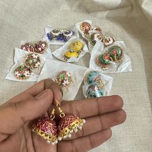 Assorted lot of 100 Meenakari Jhumki Earrings, Wedding Favors, Mehndi Gifts, Bridesmaid Gifts, Return Gifts, Dholki Favors, Sangeet Gifts