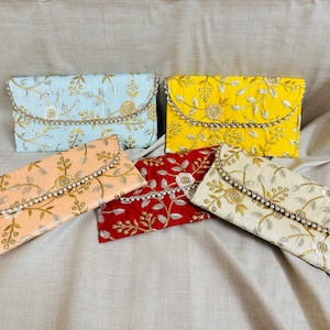 Zari Bags, Shagun Bags, Shagun Envelopes, Women&#39;s Clutch, Phone Pouch, Wedding Envelopes, Money Envelopes, Colorful Shagun Envelopes
