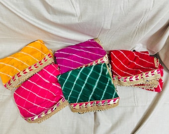 Lehriya Gota Patti Dupatta: Indian Wedding Mehndi Sangeet Favor