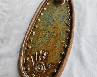 Handmade Ceramic Incense Tray with Spiral Hand Design