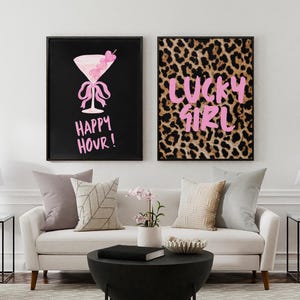 Set of 4 Cheetah Print & Pink Wall Art, Home Decor, Y2K Aesthetic, Vintage Wall art, Trendy Wall Art, Bedroom Decor,Dorm Decor, Chic art