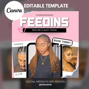 Braids Flyer, DIY Instagram Flyer, Box Braids Braids Special Flyer, Knotless braids flyer,DIY Hair  Flyer, Canva Template, Braids Booking,