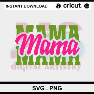 Mama Feier PNG | Mama Feier T-Shirt Sublimation Digitale Datei Download | Pink Grün Neon Mama Feier Cricut Cut Datei