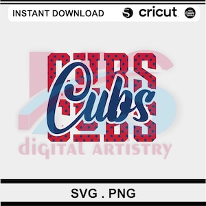 Cubs Baseball PNG |Cubs T-Shirt Sublimation Digital File Download |Cubs Team Spirit Shirt | Cubs Red Blue | Cubs Logo