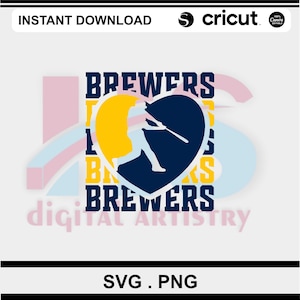 Brewers Baseball Team Heart SVG PNG|Milwaukee Fan Sublimation Digital File Download |Brew Crew Game Gear | Cricut Cut File Logo