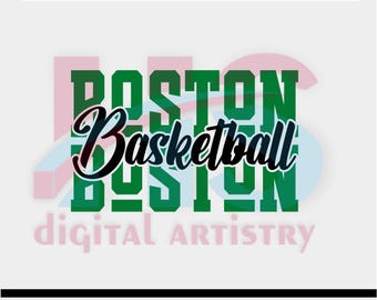 Boston Basketball PNG: T-Shirt Sublimation Digital File (SVG, Transparent Background)