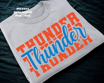 Thunder Basketball PNG: i SVG Koszulka z nadrukiem sublimacyjnym, typografia, projekt fanowski (pobranie cyfrowe)