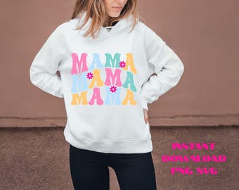 Retro Floral Mama PNG SVG: Vintage Mom T-Shirt Sublimation (Digital Download