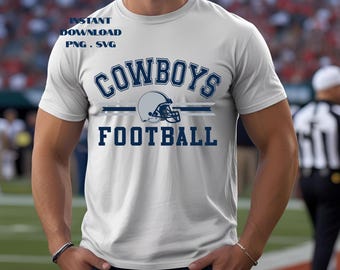 Cowboys Football PNG i SVG: Fan Art na hełmie, sublimacja na koszulce, plik Cricut Cut (pobranie cyfrowe)
