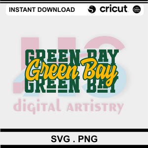 Green Bay Fußball PNG SVG|Green Bay T-Shirt Sublimation Digitale Datei Download | Green Bay Cricut | Grün-Gold-Fußball Green Bay