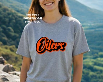 Typografia Oilers Script w formacie PNG i SVG: projekt sublimacji na koszulkę (pobranie cyfrowe)