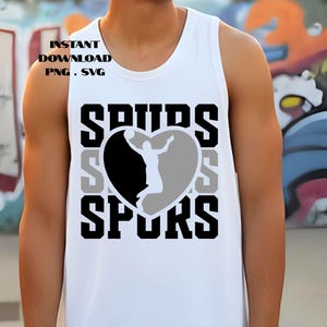 Spurs Basketball Heart SVG: San Antonio Fan Digital Download, Cricut Ready