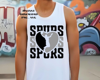 Spurs Basketball Heart SVG: Pobierz cyfrową wersję fana San Antonio, gotową na Cricut