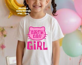 Kawaii Birthday Cat SVG PNG, grafika cyfrowa do projektów rzemieślniczych, pobieranie plików cyfrowych metodą sublimacji