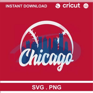 Chicago Baseball Skyline PNG | Camiseta Chicago Baseball Skyline para sublimação, download de arquivo digital | Chicago Baseball Skyline | Logotipo do Chicago Skyline